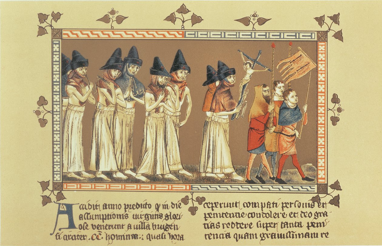 The Flagellants at Doornik in 1349, Copy of a Miniature from the Chronicle of Aegidius Li Muisis by French School