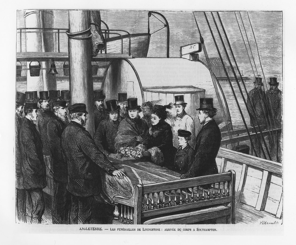 The Funeral of David Livingstone: Arrival of His Corpse in Southampton by French School