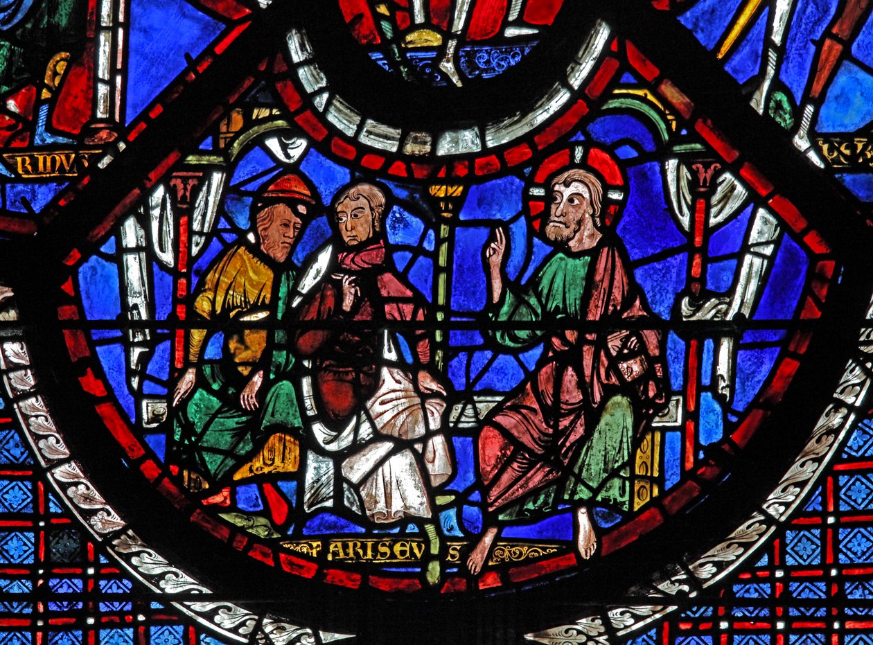 The Good Samaritan Window: Christ Telling the Parable of The Good Samaritan by French School
