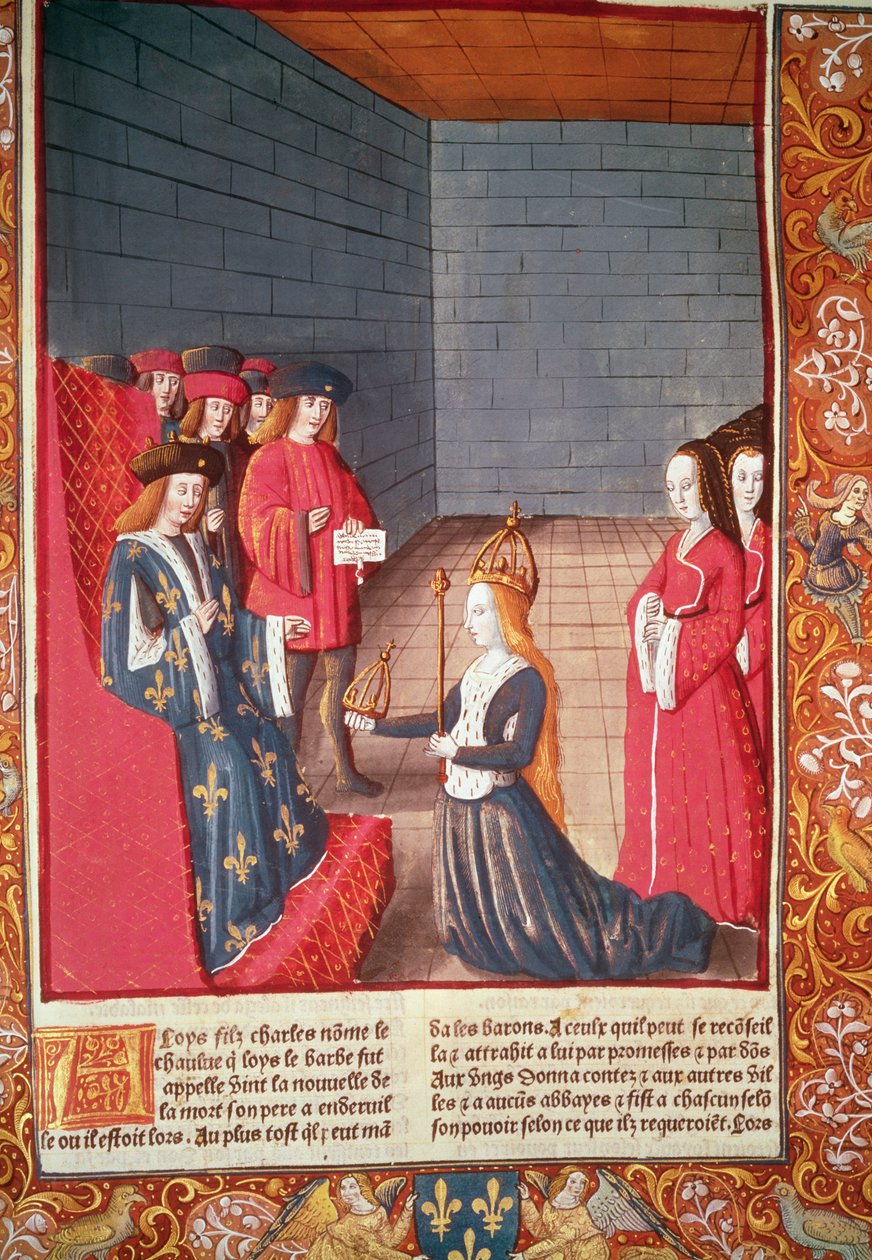 The Holy Roman Empress Richilde of Provence in Compiegne Presenting to Louis the Stammerer the Crown and Sceptre that Had Belonged to His Father Charles II 
