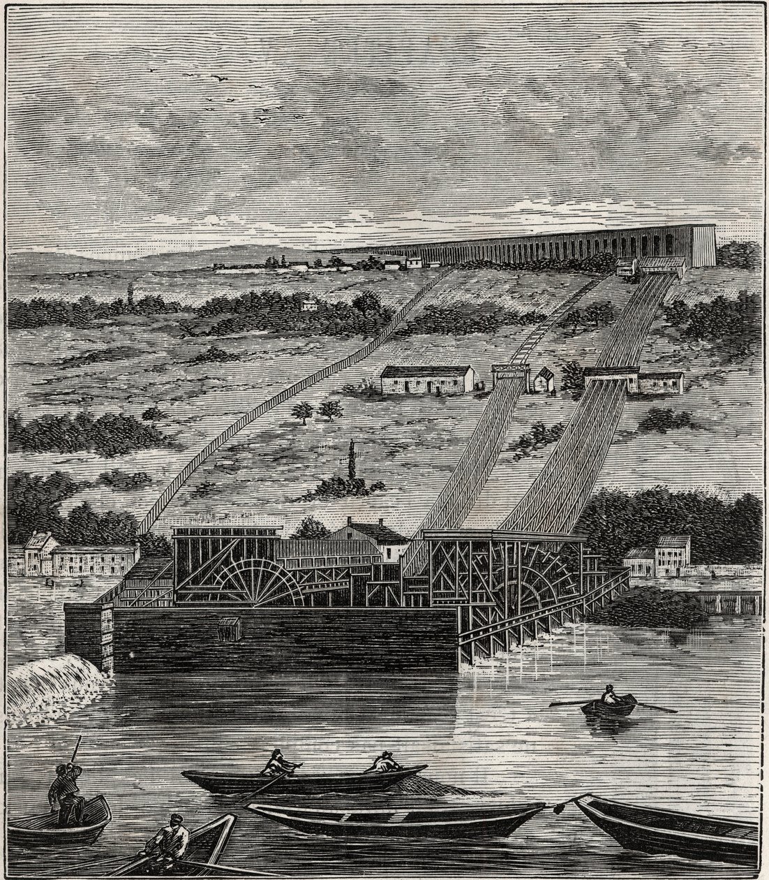 The Machine at Marly - View of the machine of the aqueduct of Marly installed in Bougival - L