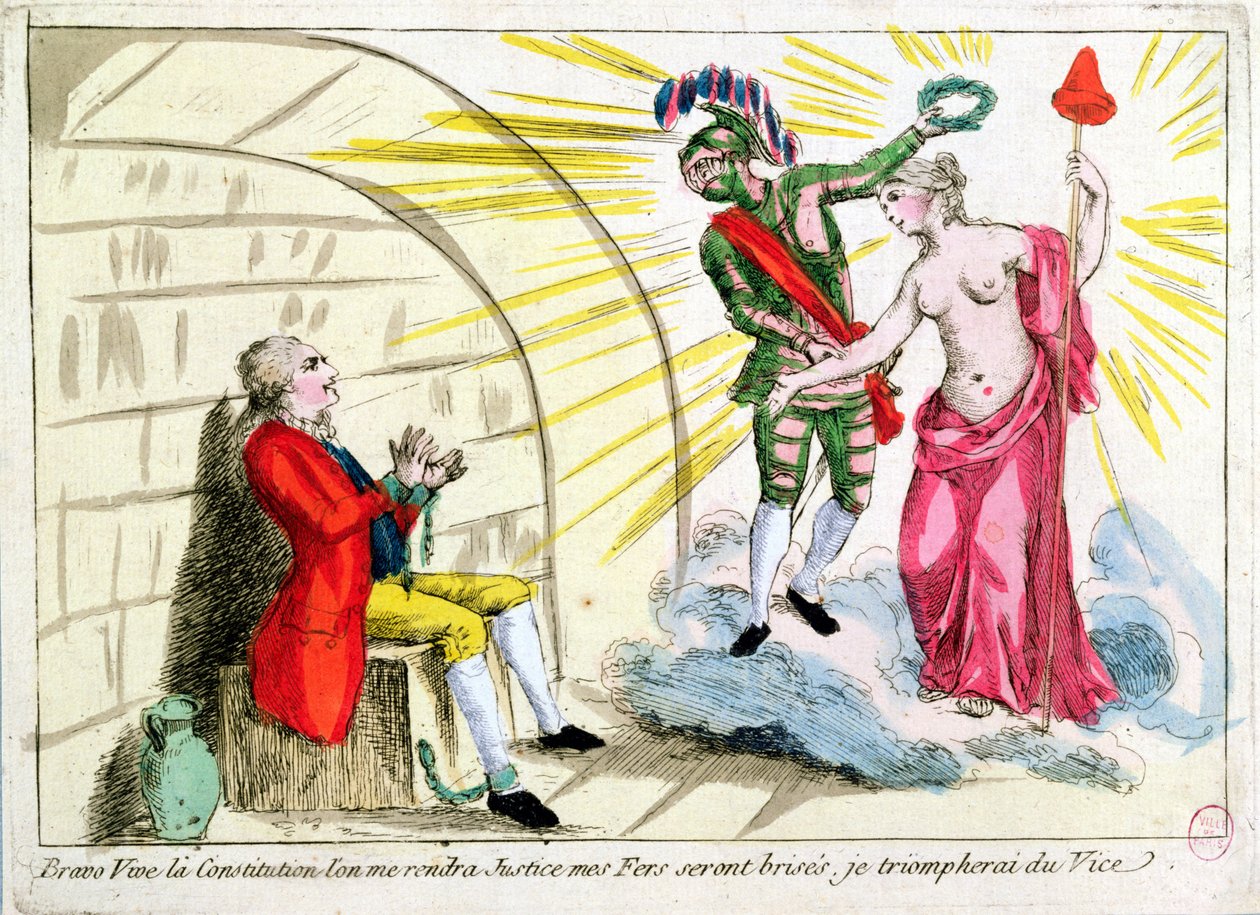 The Man in the Iron Mask Freed by the Revolution, Allegorical Depiction of the French Constitution by French School
