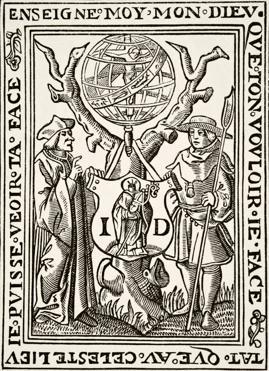 The Marque of Jehan St Denis, Parisien Bookseller, from Science and Literature in The Middle Ages by Paul Lacroix pub. London 1878 by French School