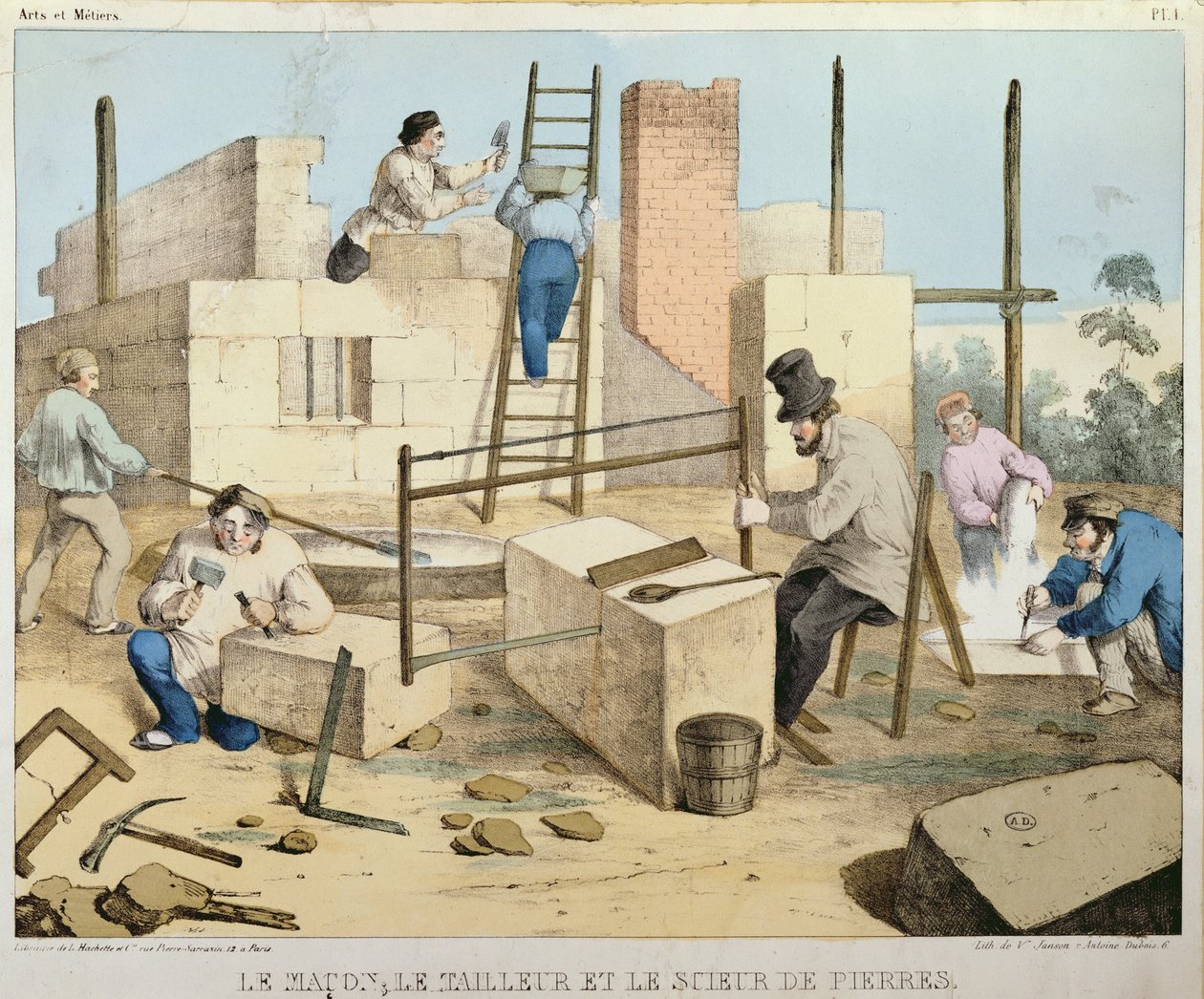 The Mason, The Stone Cutter and Stone Sawyer, c.1860 by French School