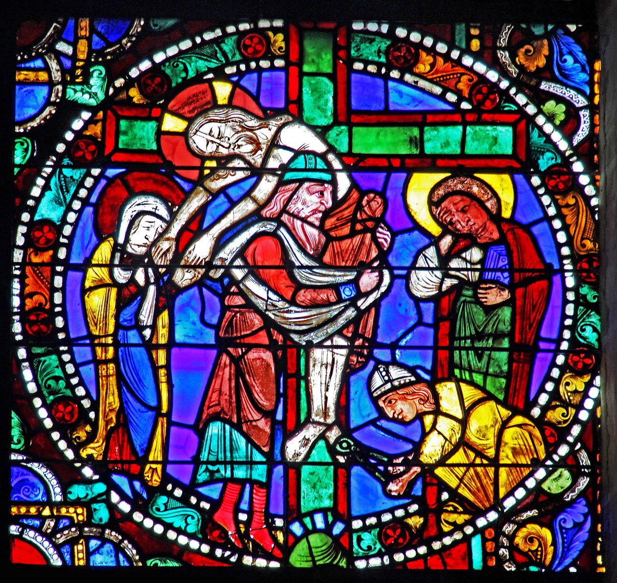 The Passion Window: The Descent from the Cross - Depositio - with Joseph of Arimathea by French School