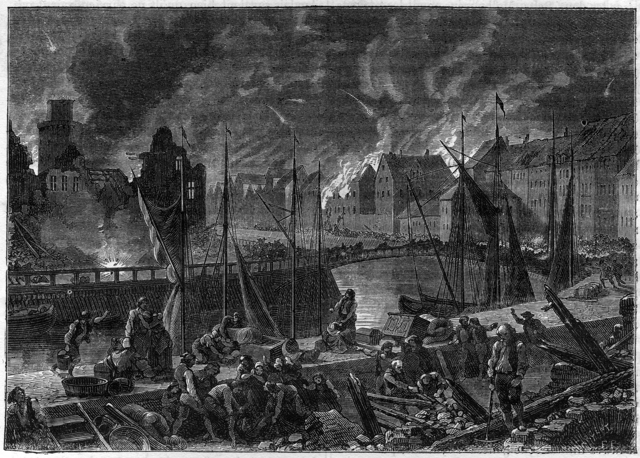 The Second Battle of Copenhagen (16 August-5 September 1807) British bombardment of Copenhagen during the Napoleonic Wars by French School