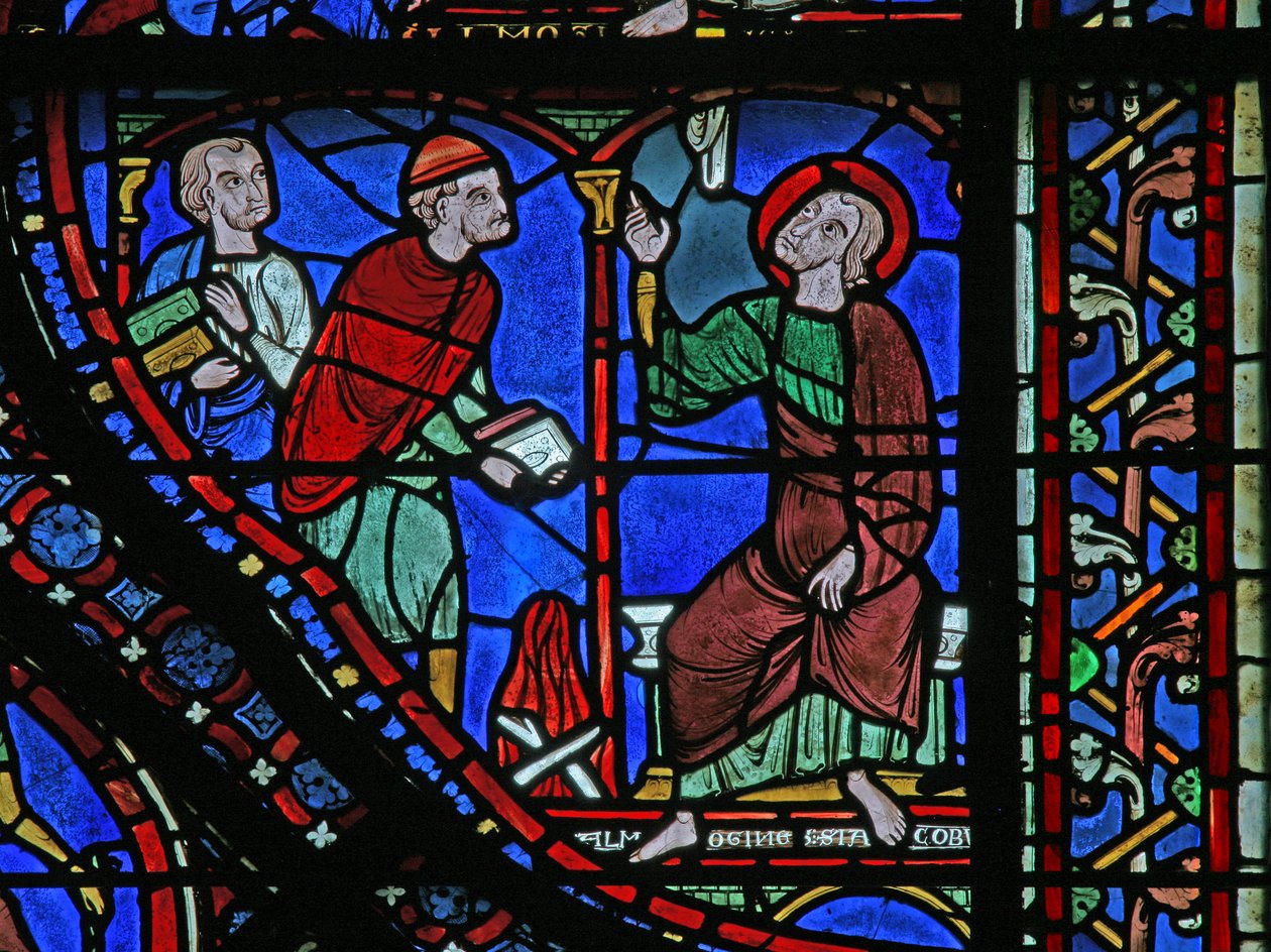 The St James Window: Hermogines About to Burn His Books by French School