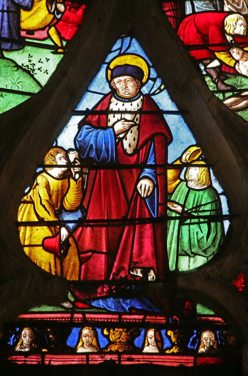 The St Louis Window: St Louis Performing Good Deeds by French School