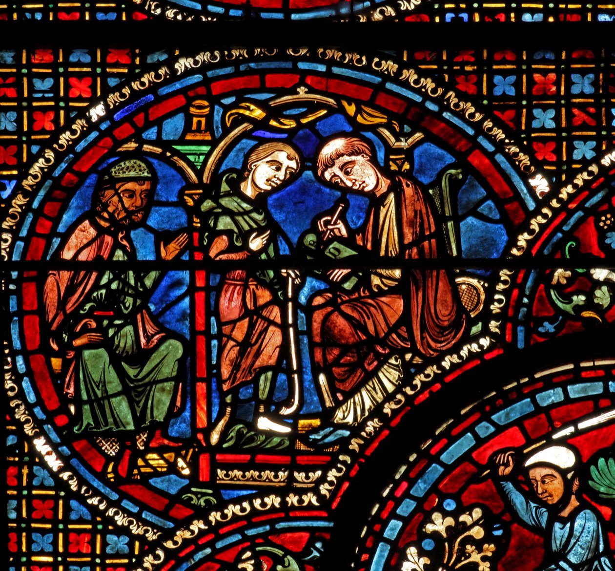 The St Lubin Window: His Father Procures a Teacher for Him by French School