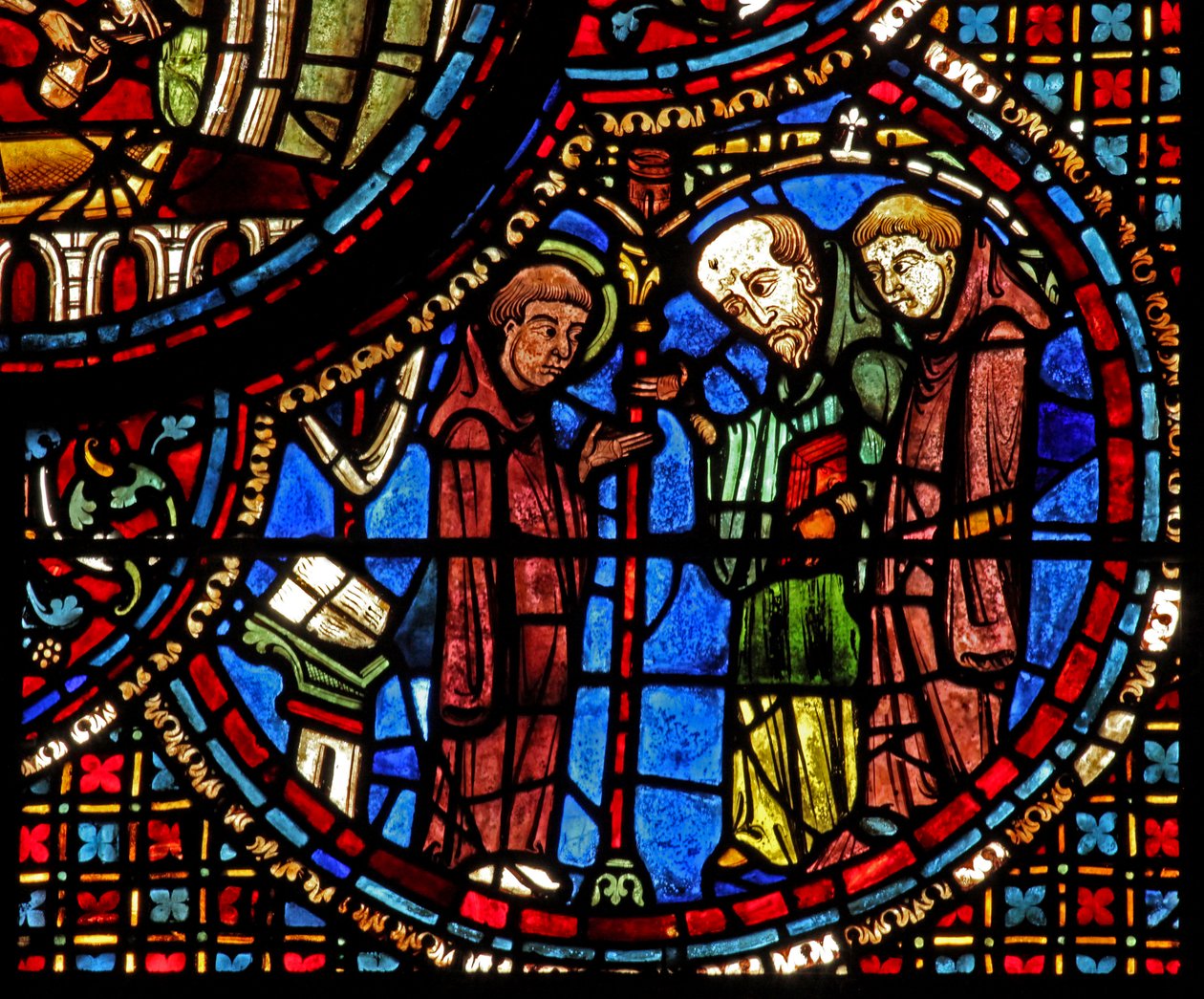 The St Lubin Window: His Meditations Are Interrupted by Two Monks by French School