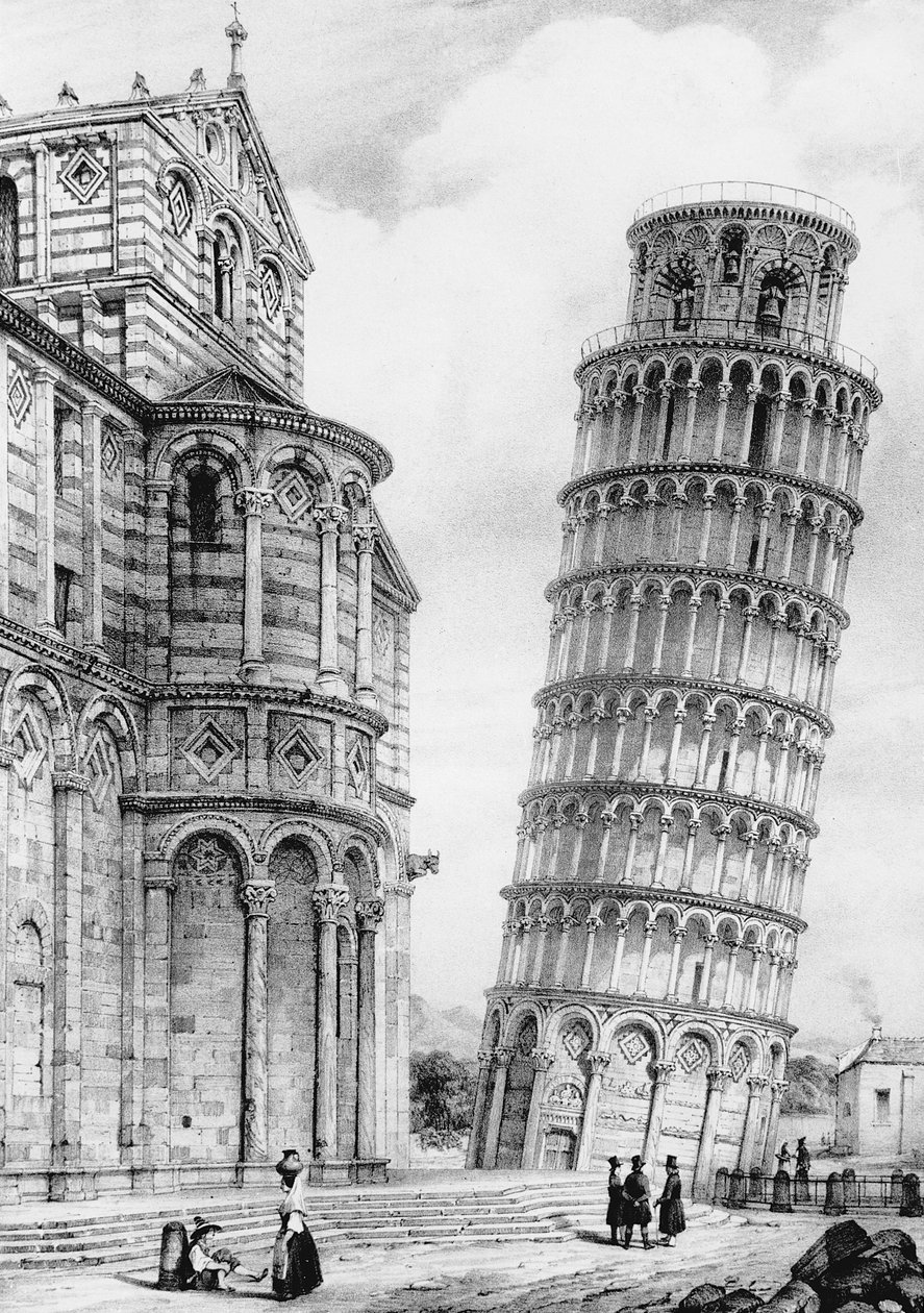 The Tower and the Cathedral of Pisa by French School