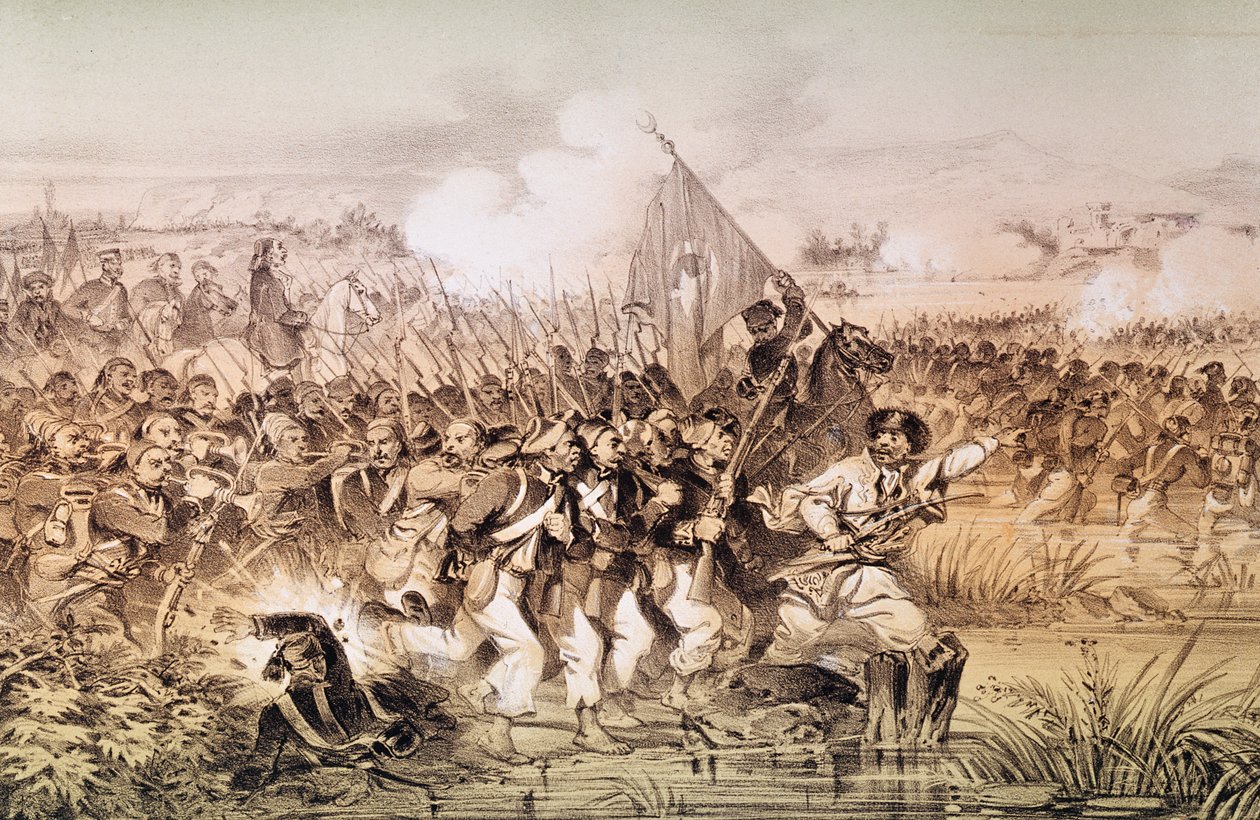 The Turkish Army Under the Command of Omar Pasha Crossing the Ingour ...