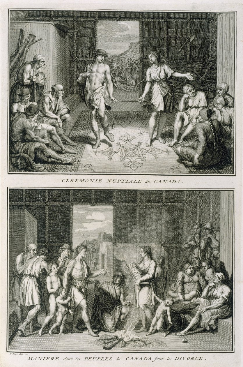 The Wedding Ceremony and the Manner of Divorce in Canada, Illustration from Religious Ceremonies and Customs, Engraved by Bernard Picart by French School