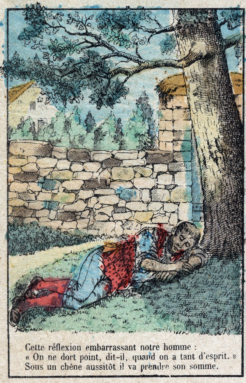 The acorn and the pumpkin. Fables by Jean de La Fontaine by French School
