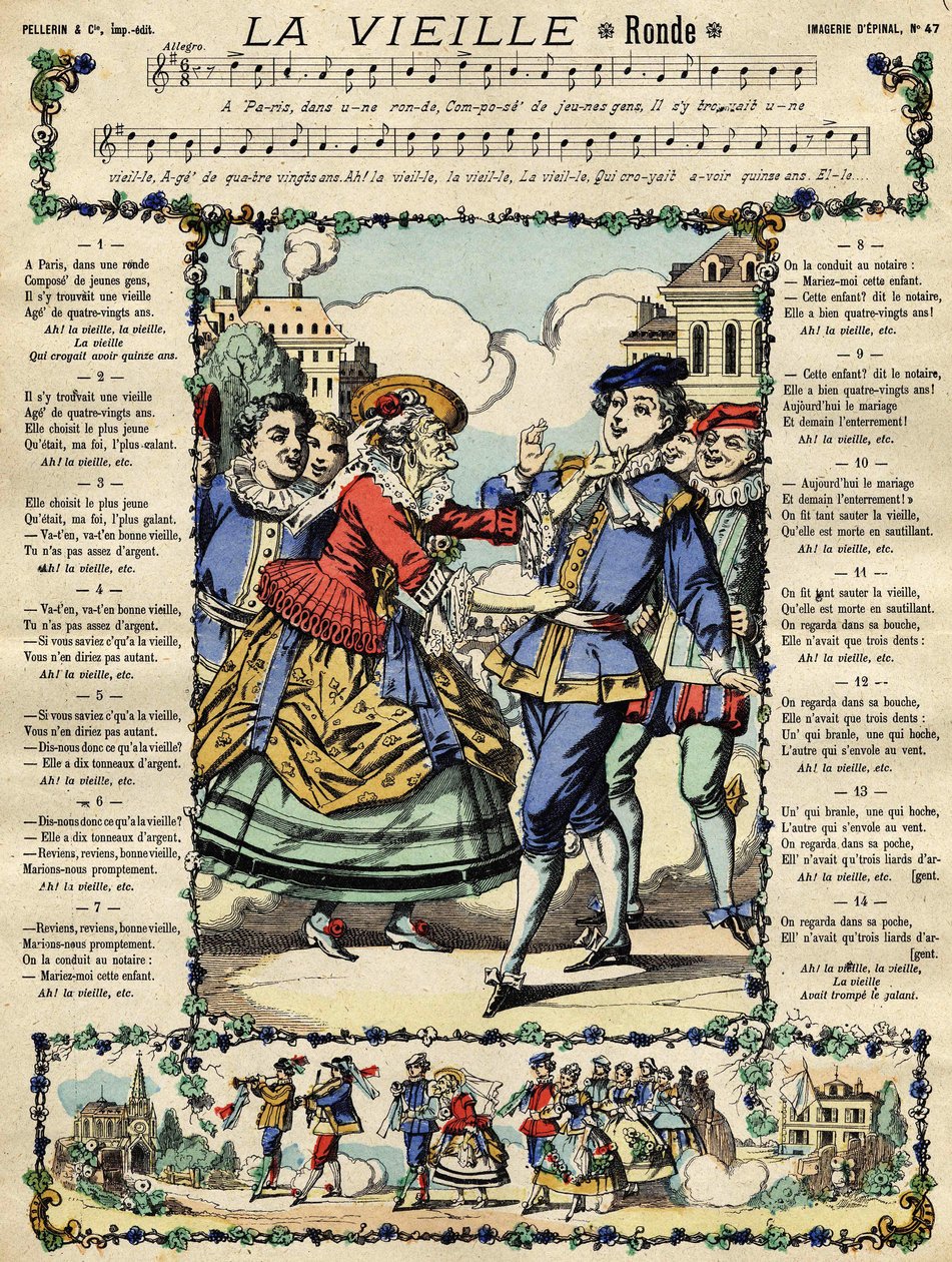 The Old, Popular Song. Picture of Epinal from the 19th Century by French School