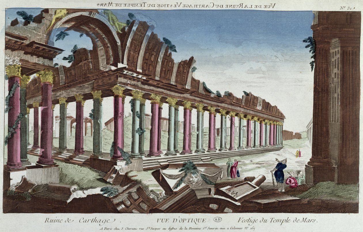 The remains of the Temple of Mars among the Ruins of Carthage by French School