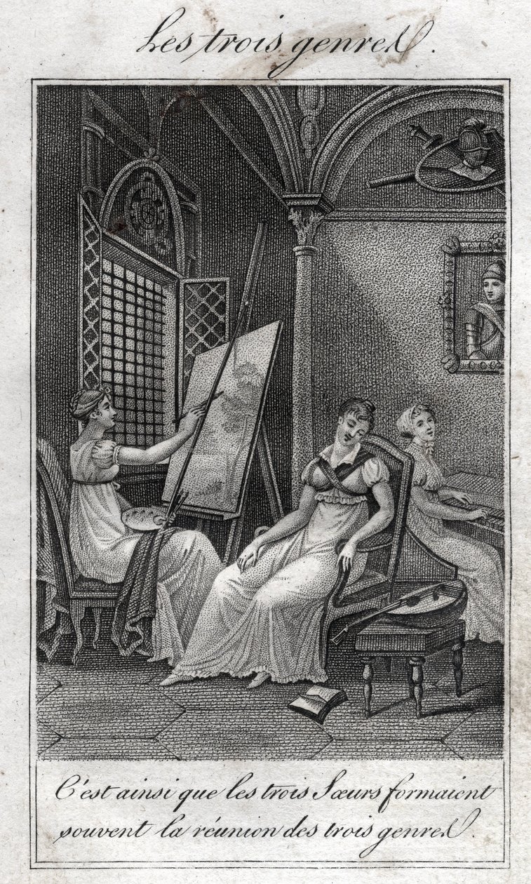 The three genres: Woman Painter, musician and reader by French School