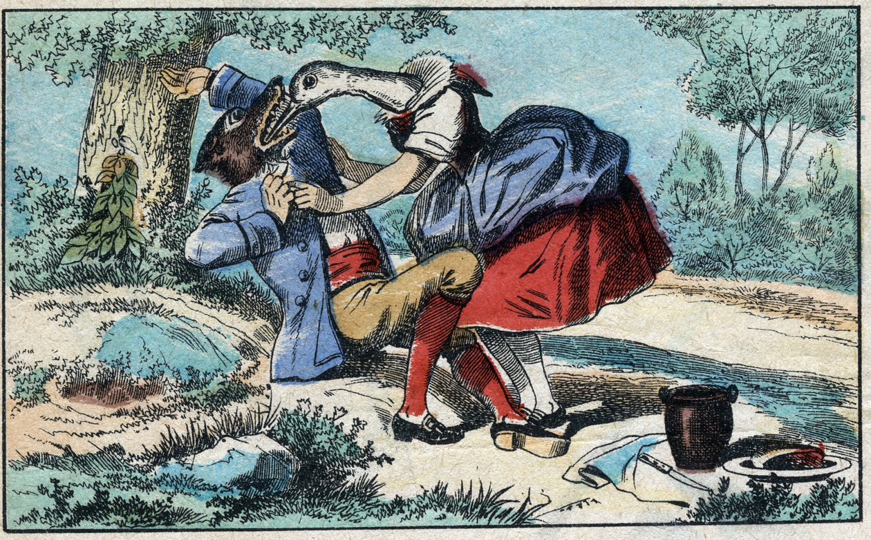 The wolf and the stork. Fables by Jean de La Fontaine