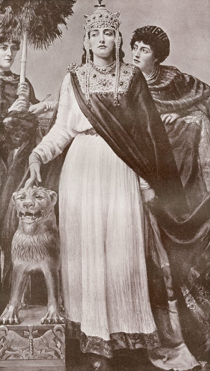 Theodora I, Empress of the Roman Byzantine Empire and wife of Emperor Justinian I. From Harmsworth History of the World published 1908. by French School
