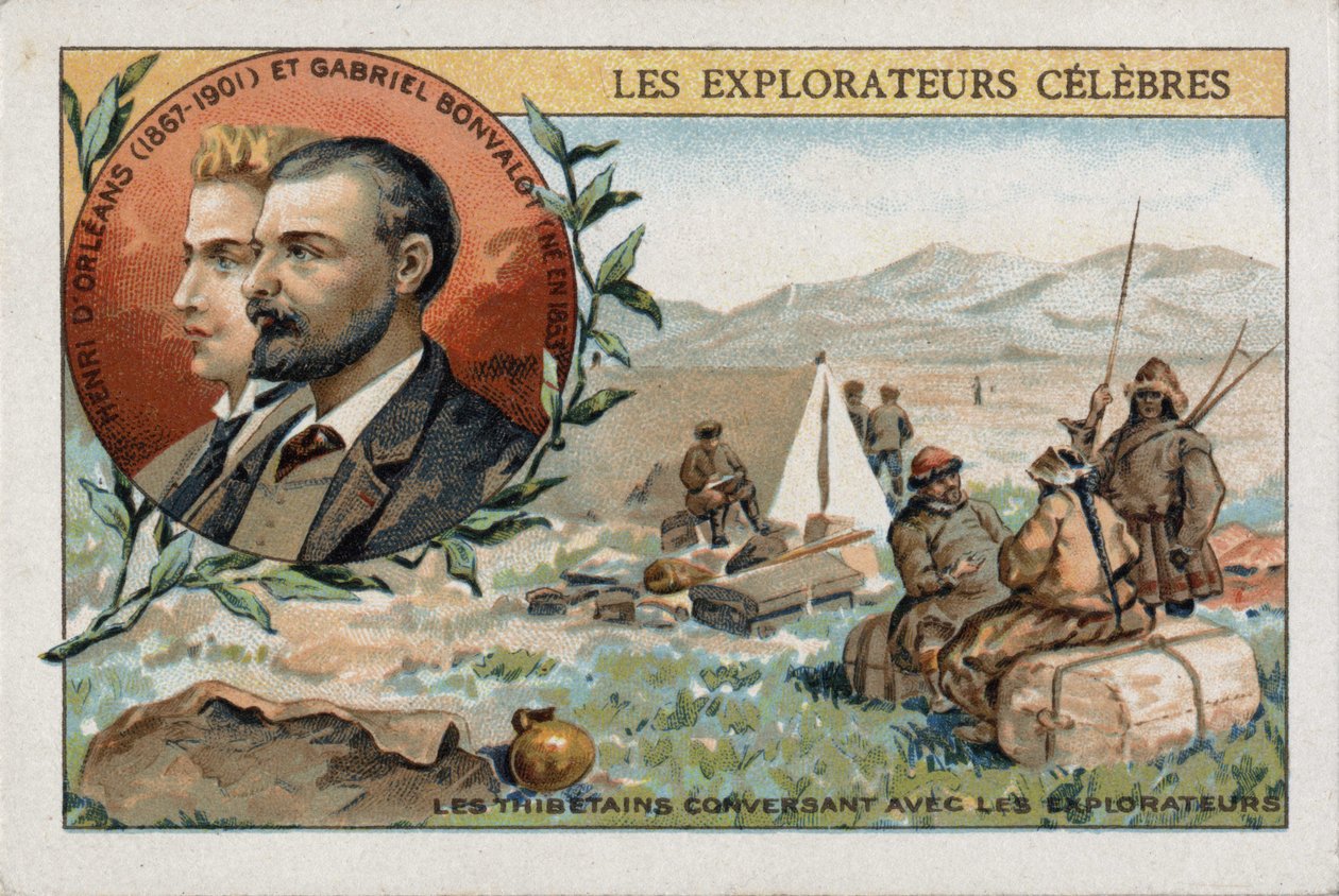 Tibetans converting with French explorers Henri d'Orleans and Gabriel ...