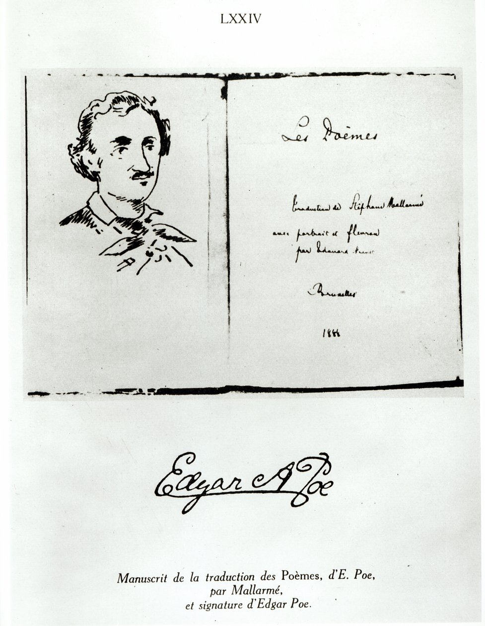 Title Page of Les Poemes by Edgar Allan Poe Translated by Stephane Mallarme with a Portrait of the Author, 1888 by French School