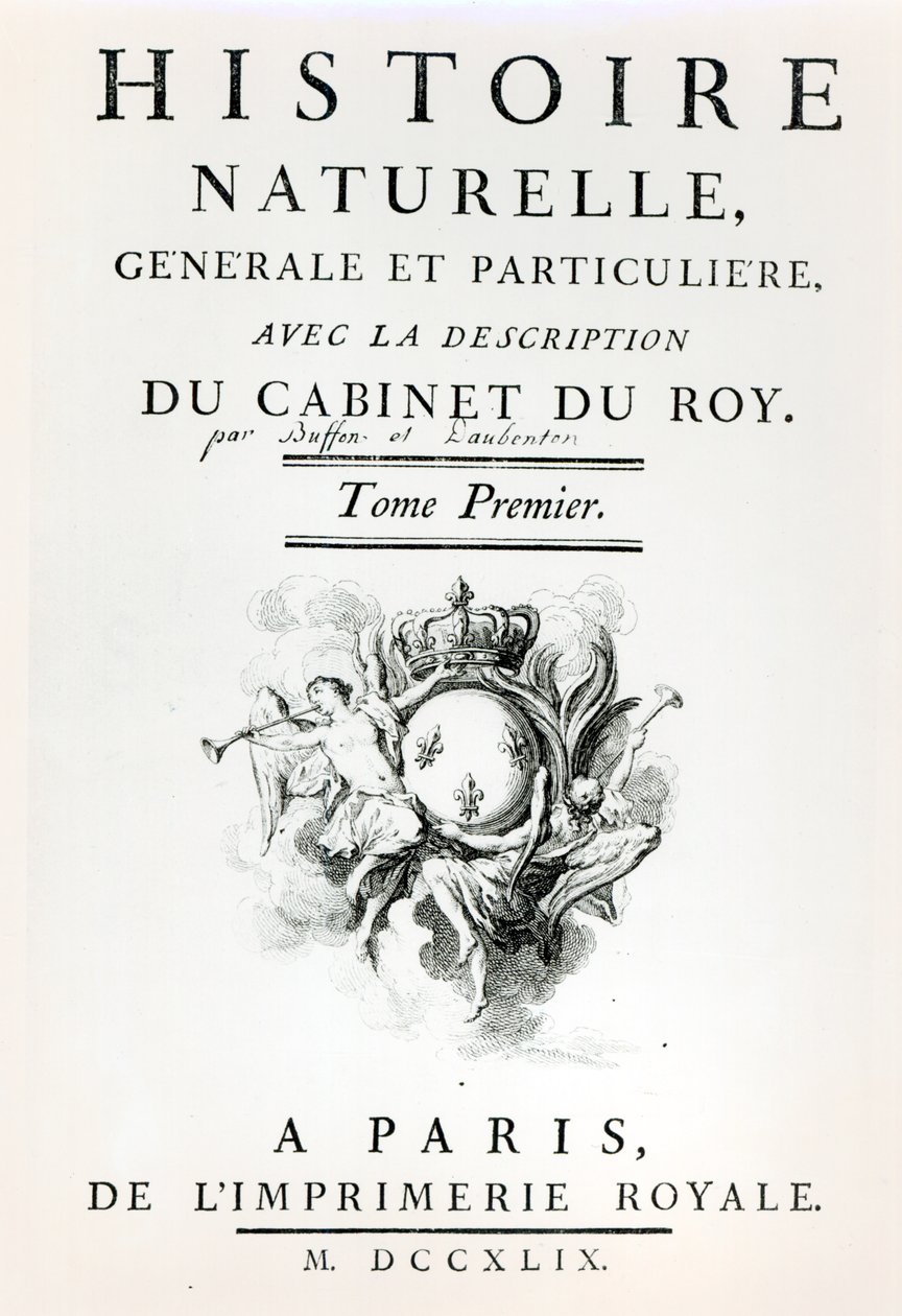 Titlepage of Histoire Naturelle, Generale et Particuliere by Buffon, Paris, 1749 by French School