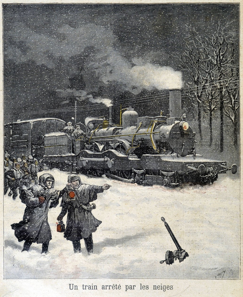 Train Forced to Stop by Snow by French School