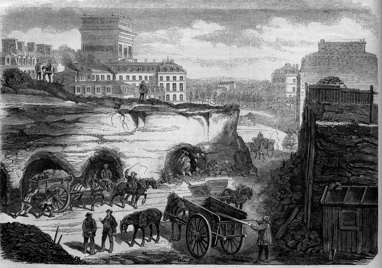 Transformations of Paris under the Second Empire, Haussmann Paris: piercing the boulevard du Roi de Rome (today, avenue de Kleber). Engraving in Le Monde Illustré n°276 of 26 July 1862. by French School