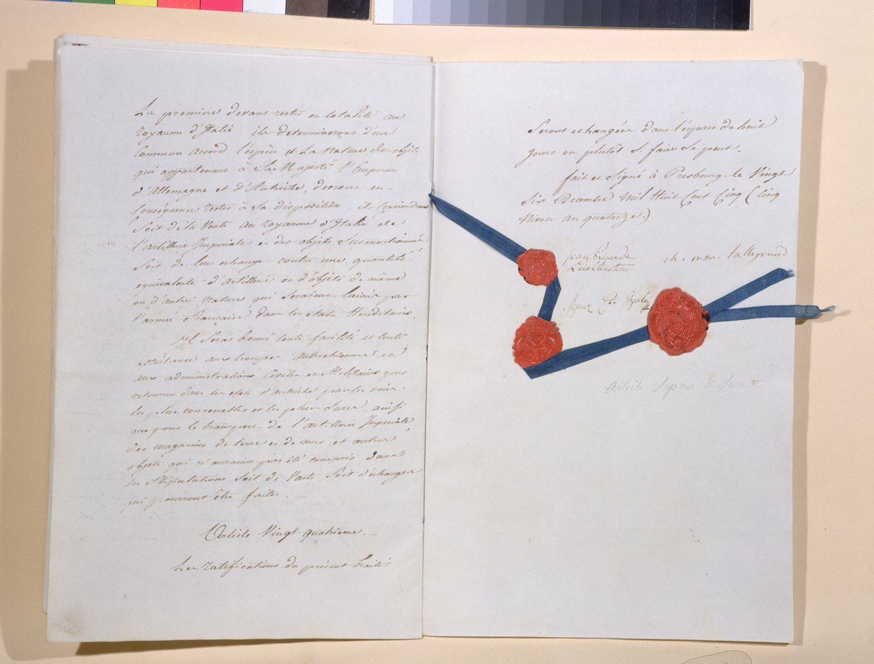 Treaty between Napoleon I and Emperor Franz II, signed at Presburg, 26th December 1805 by French School