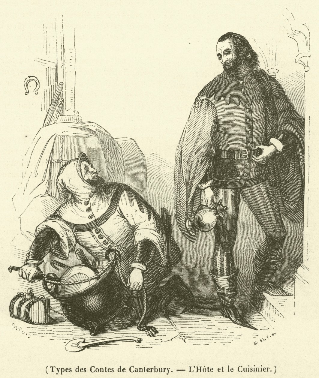 Types from The Canterbury Tales, The Host and the Cook by French School