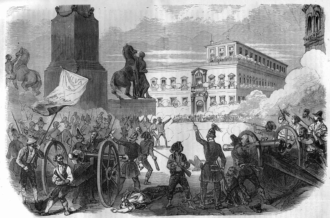 Uprising in Bologna: overthrow of the pontifical government under Gregory XVI Pope from 1831 to 1846. Engraving in 