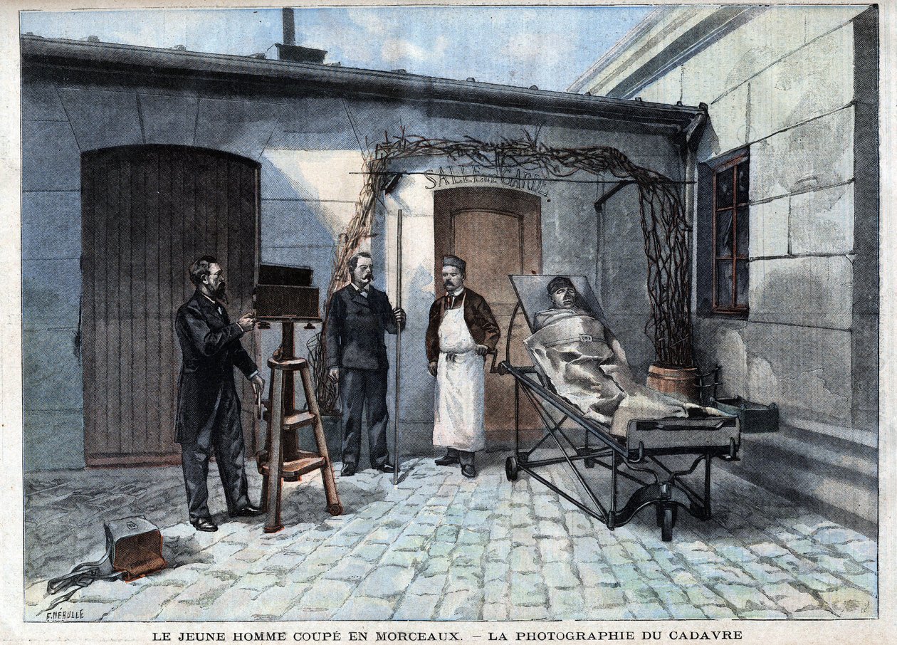 Various facts: the photograph of the corpse cut into pieces by the service of Alphonse Bertillon (1853-1914), a French scientist, creator of anthropometry. - in 