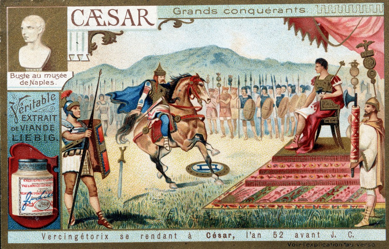 Vercingetorix going to Caesar, in the year 52 BC - Liebig advertising vignette by French School