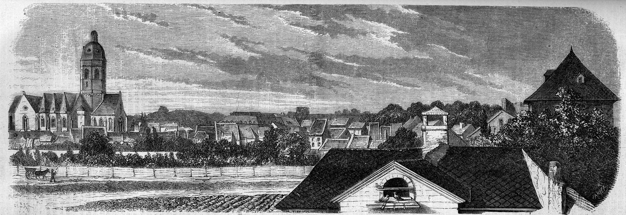 View of the district of the city of Kastrich, in Mainz (Germany), before the explosion of the powder keg in 1857. From a photograph. Engraving in Le Monde Illustré n°36 of 19 December 1857. by French School