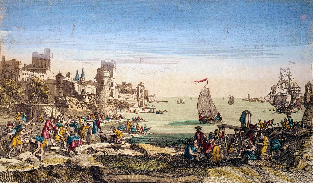 View of the port and shipyards of the city of Le Havre (Seine maritime) by French School