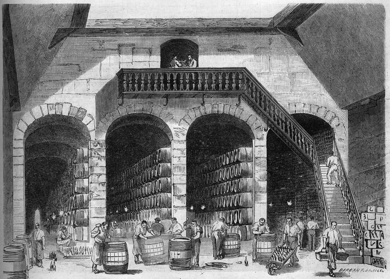 Viticulture: Internal View of the Cellars of M. Cruse et Fils Freres, Bordeaux, Gironde by French School