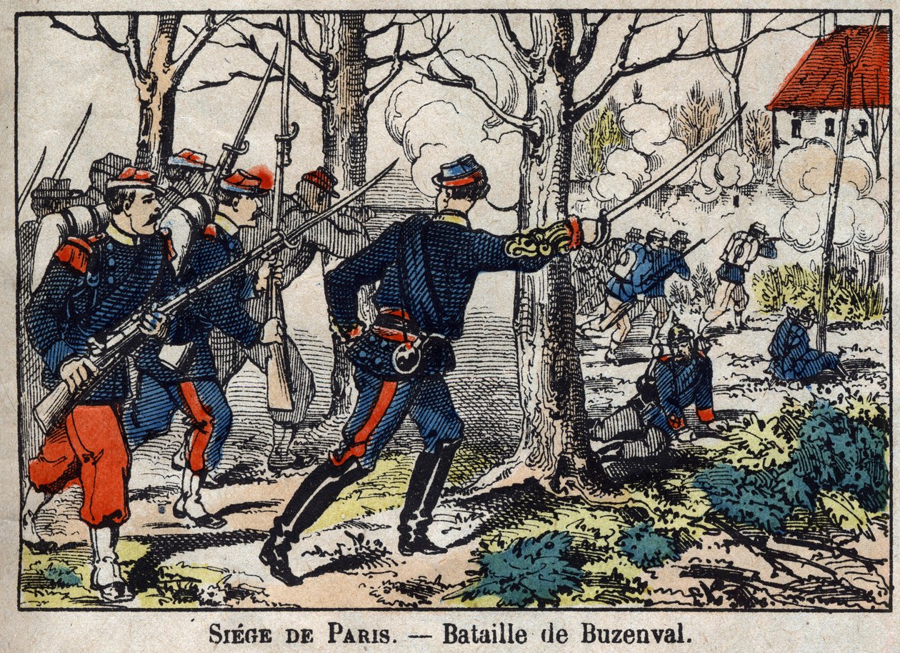 War of 1870 between France and Prussia: Battle of Buzenval in the Paris region on 19/01/1871. by French School