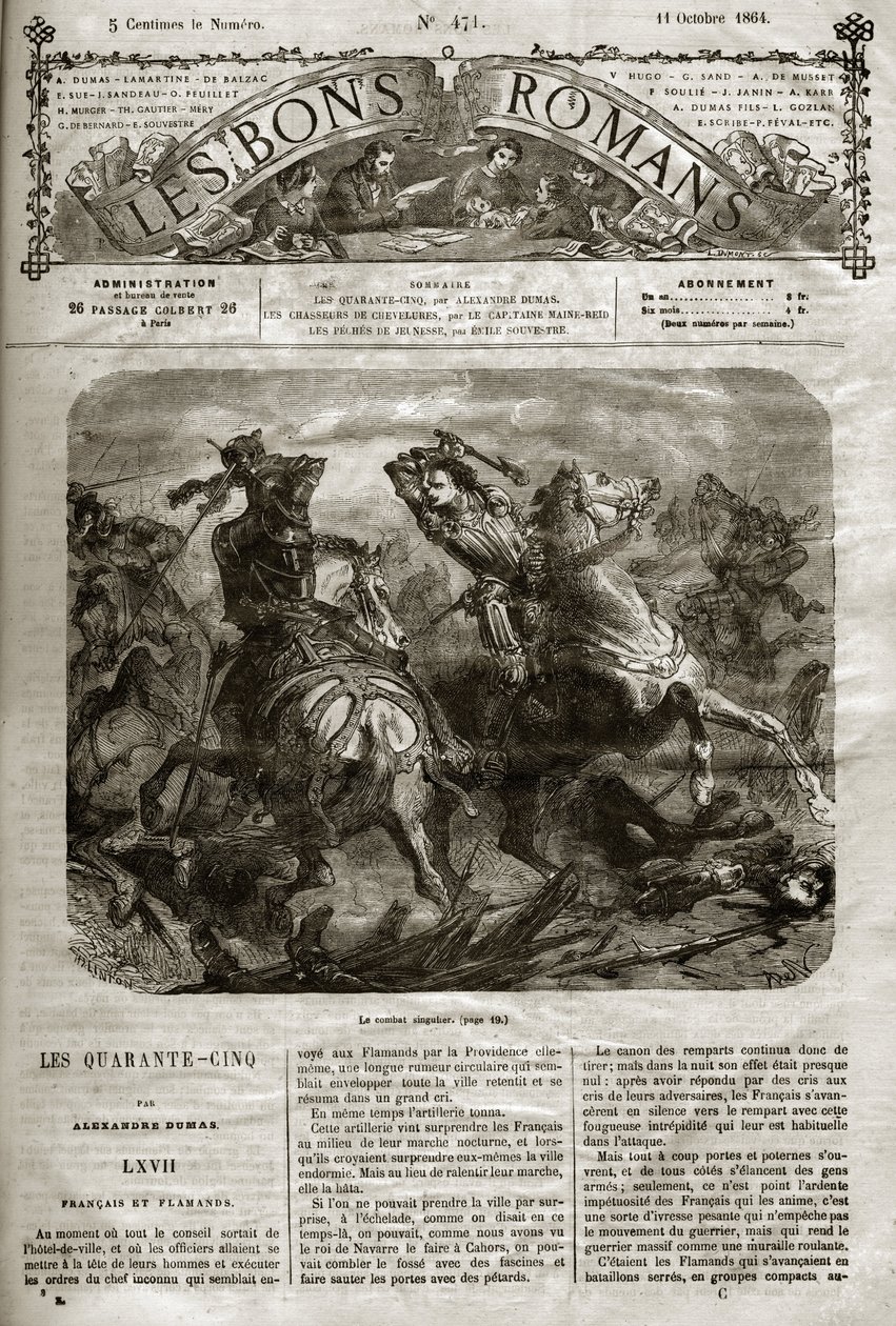 Wars of Religion - The Forty-Five - French and Flemish - The singular battle of Henri de Joyeuse (1563-1608) - The good novels 1864 - Alexandre Dumas Pere by French School