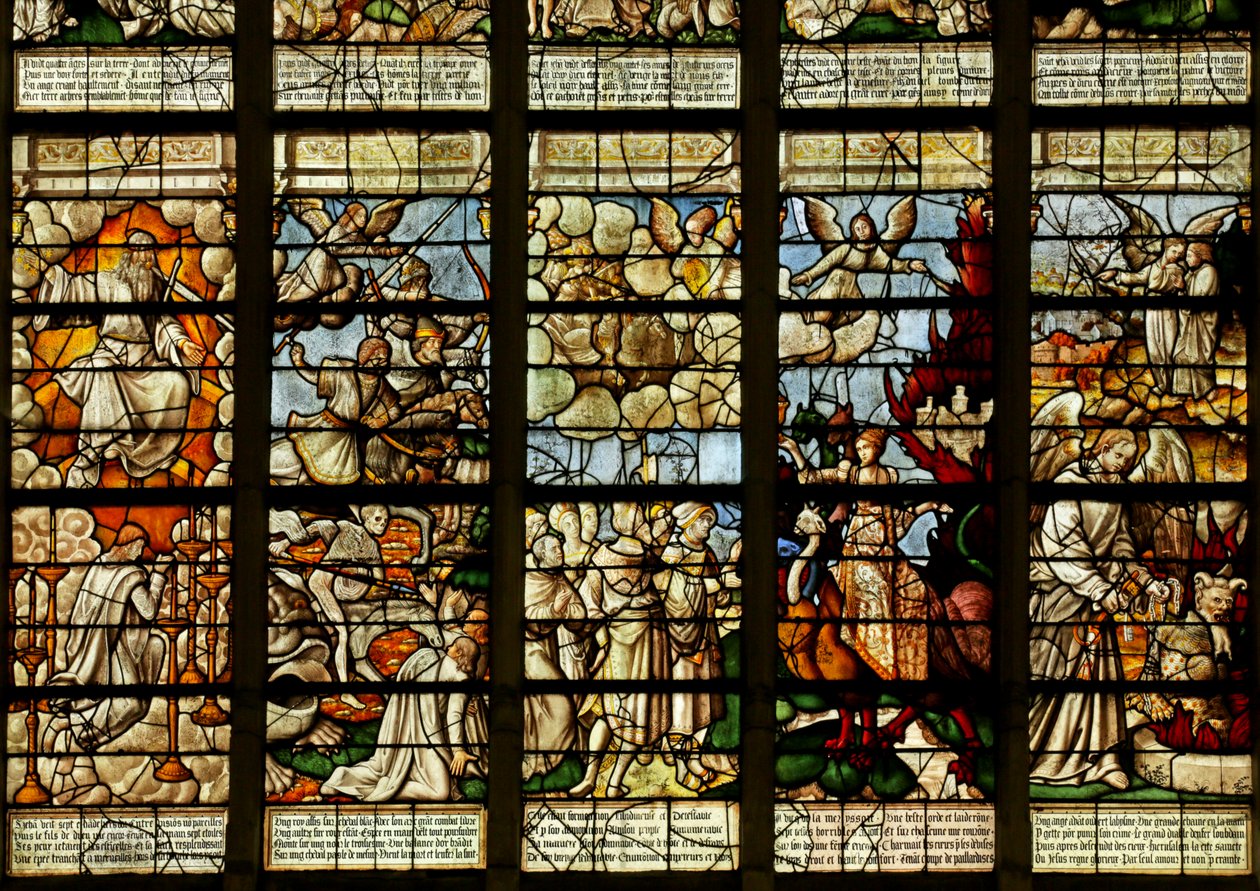 Window depicting Scenes from the Book of Revelation by French School
