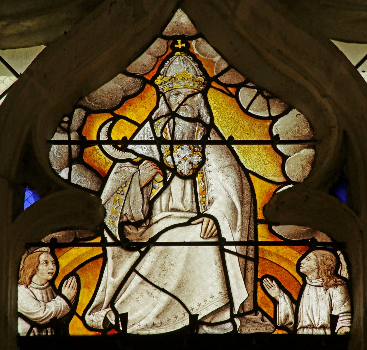 Window Depicting a Scene from the Book of Revelation: God with Sickle by French School