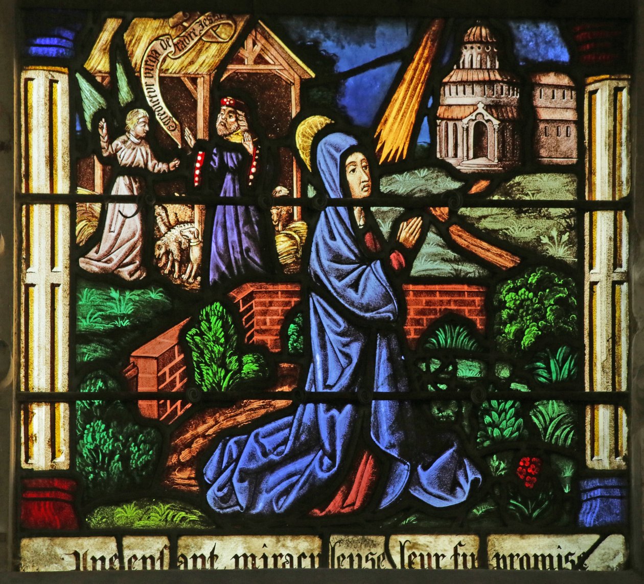 Window Depicting the Annunciations to Anne and Joachim (stained glass) by French School
