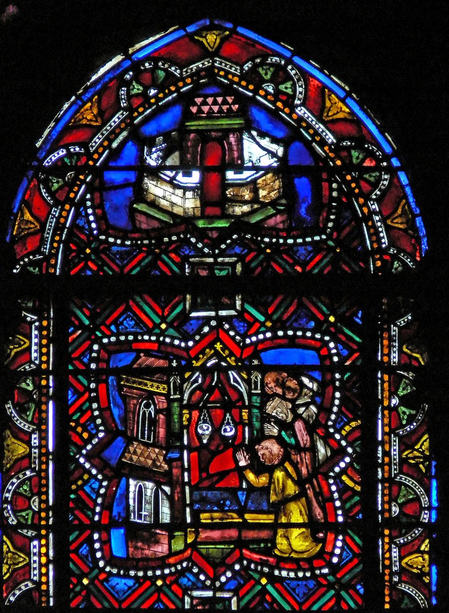 Window depicting St Agatha's Shrine by French School