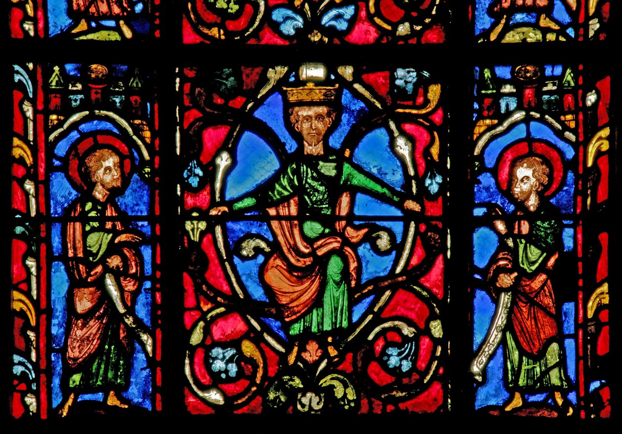 King and Two Prophets on the Tree of Jesse (Window W0) by French School