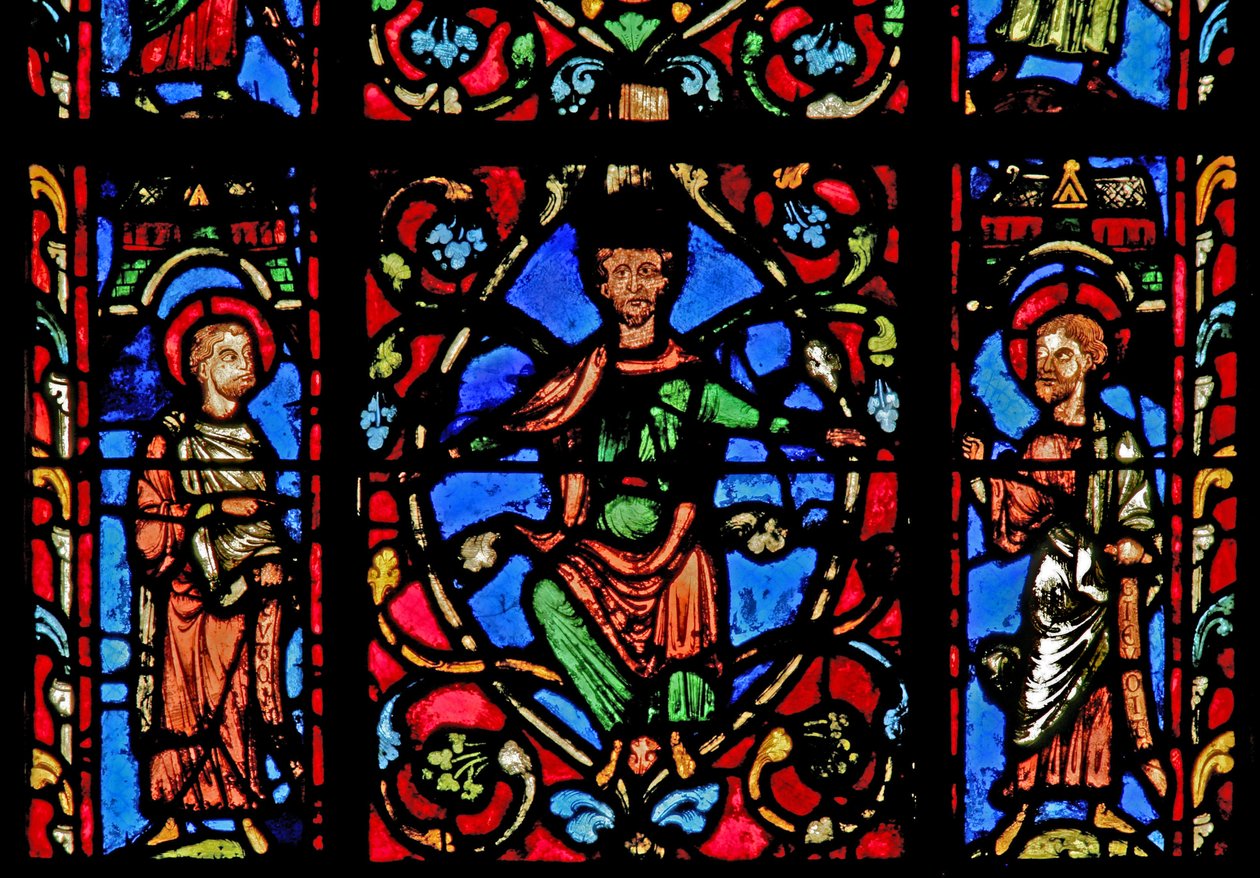 King and Two Prophets on the Tree of Jesse (Window W0) by French School