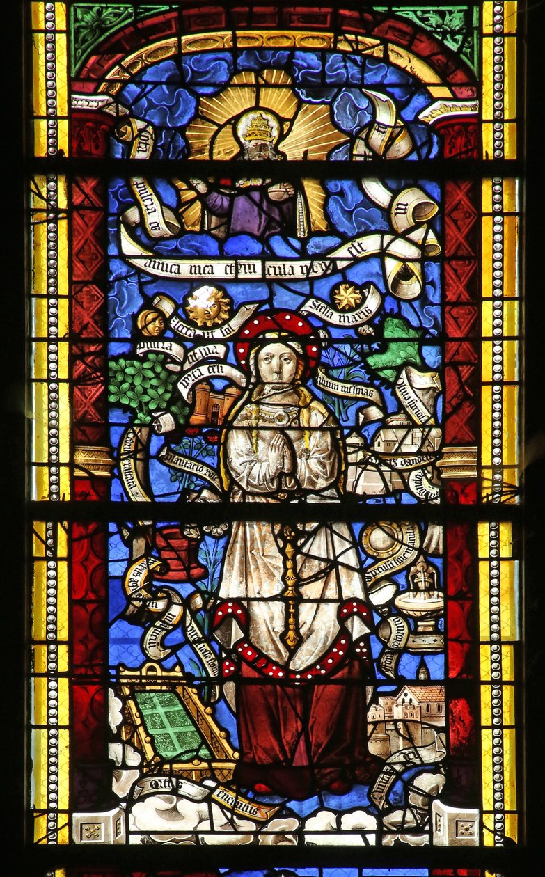 Window depicting the Litany of the Virgin Mary (After an engraving by Thilmann Kerver) by French School