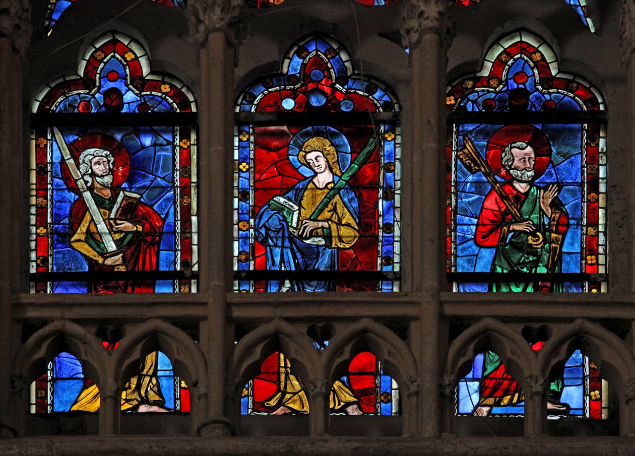 Window depicting St Paul, St Jude and St Peter by French School