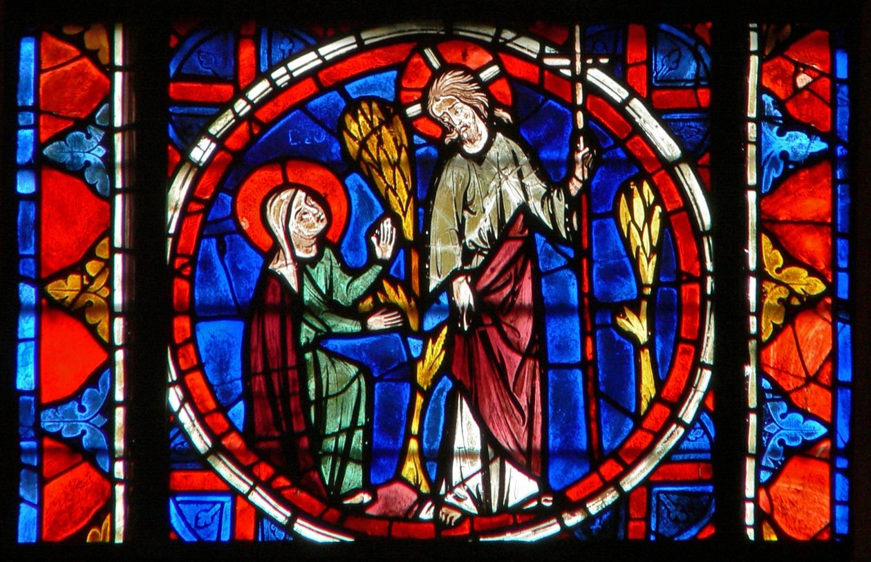 Window depicting St Mary Magdalene with Christ in the garden of the Resurrection by French School