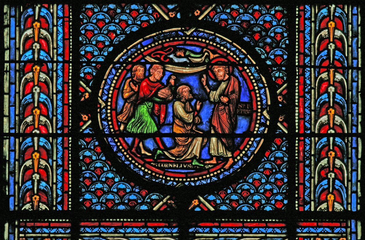 Window w10 depicting St Peter converts the Centurion