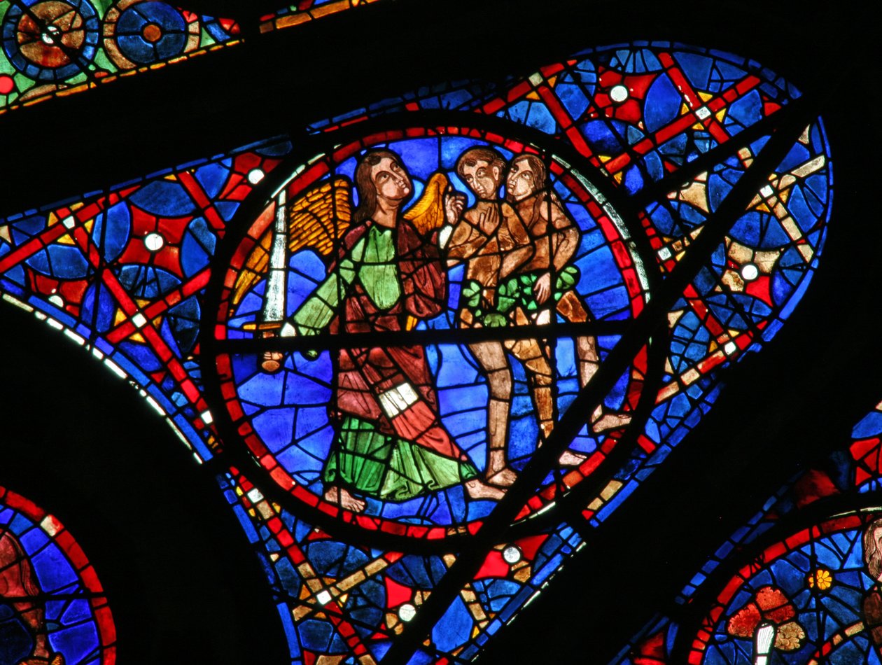 Window w115 depicting Adam and Eve expelled from Eden