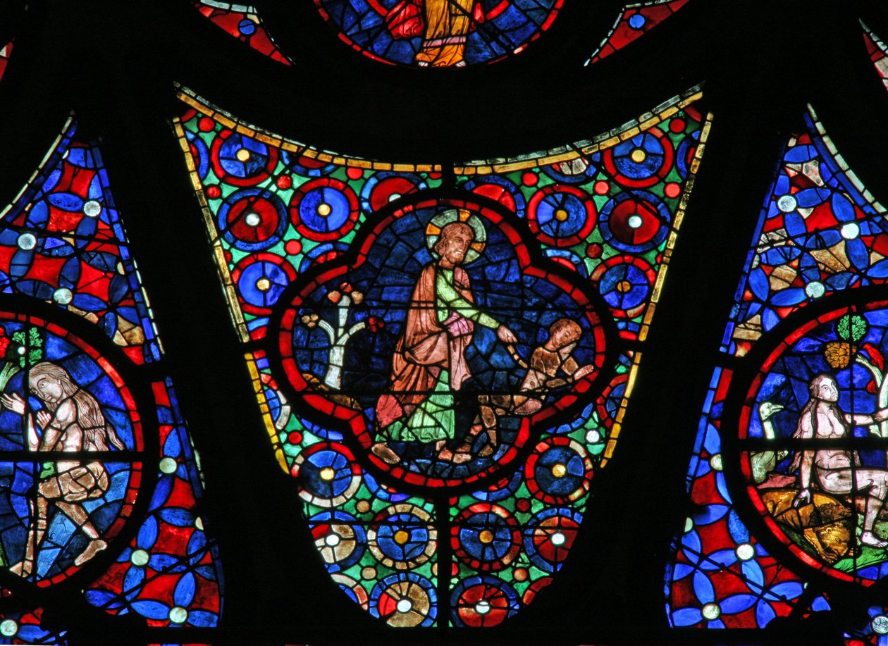 Window w115 depicting the Creation of Adam by French School